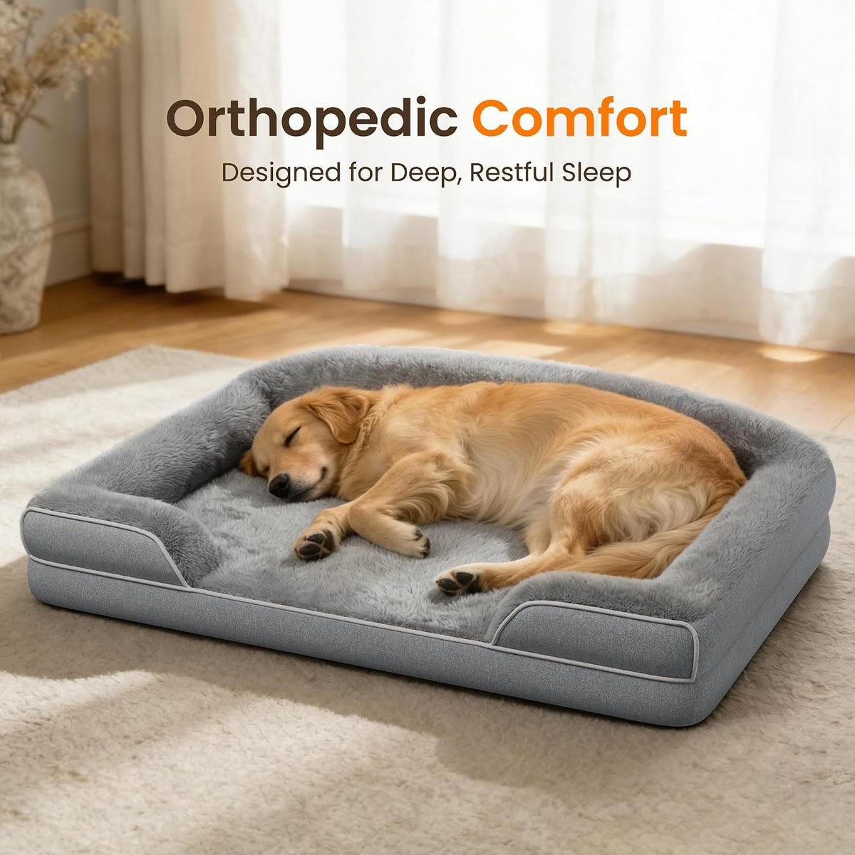 Orthopedic Dog Bed for Extra Large Dogs - Light Grey / 45.0"L x 30.0"W x 7.5"Th - image 2