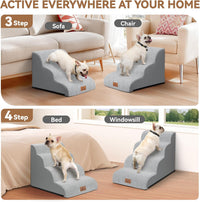 Zerbuger Dog Ramp and Stairs for Bed, Coffee 3 Steps 16" H - Light Grey / 3 - image 3