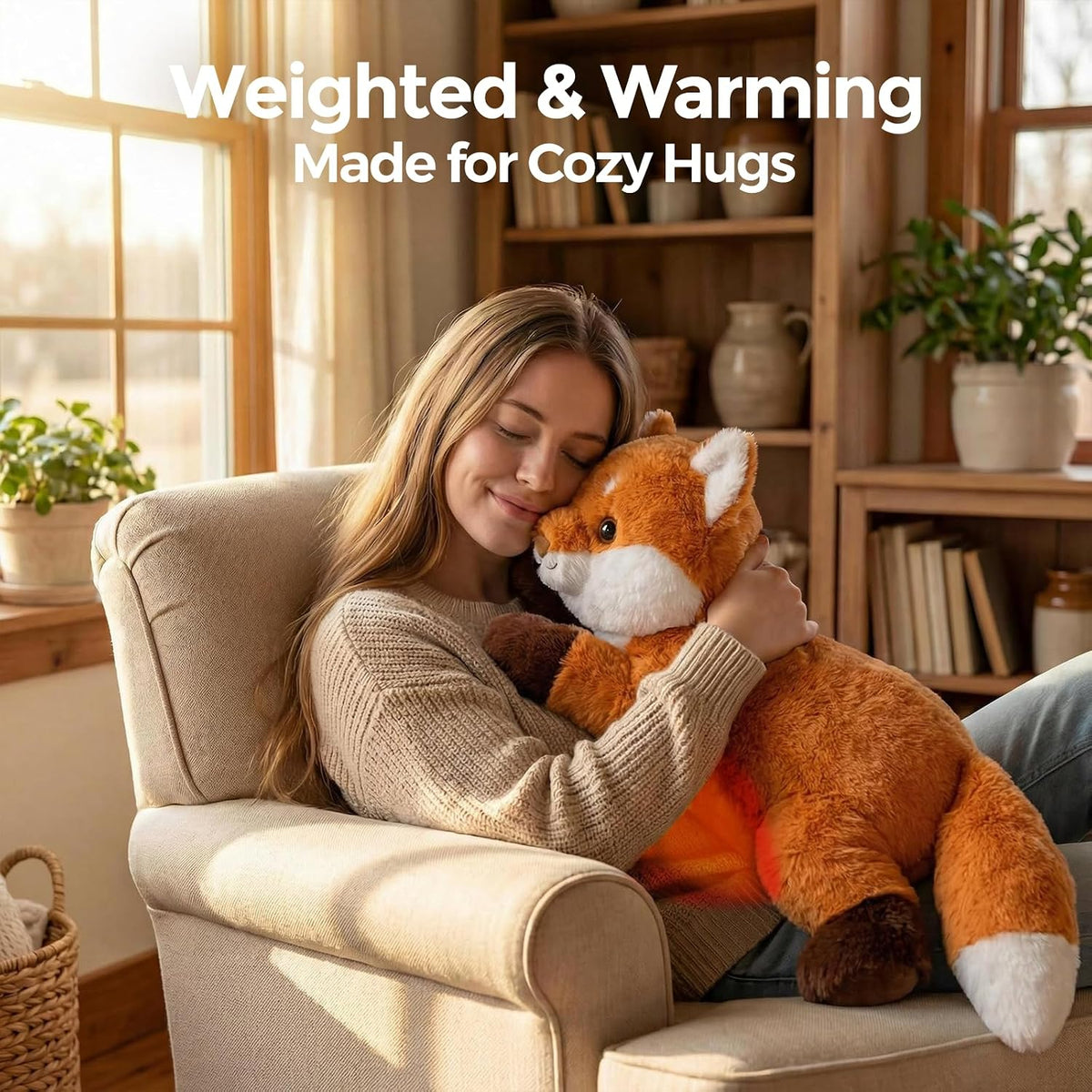 Mewaii Weighted Stuffed Animals Cow Plush, Heatable Coolable - Red - image 3