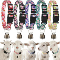 5 Pack Reflective Goat Collars with Bells, Anti-Lost Pet Collar - Floral Pattern