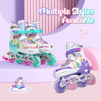 SULIFEEL Rainbow Unicorn Adjustable Kids Inline Skates for Girls Boys – Fun for Kids & Family - B Purple / Large - Youth - image 4