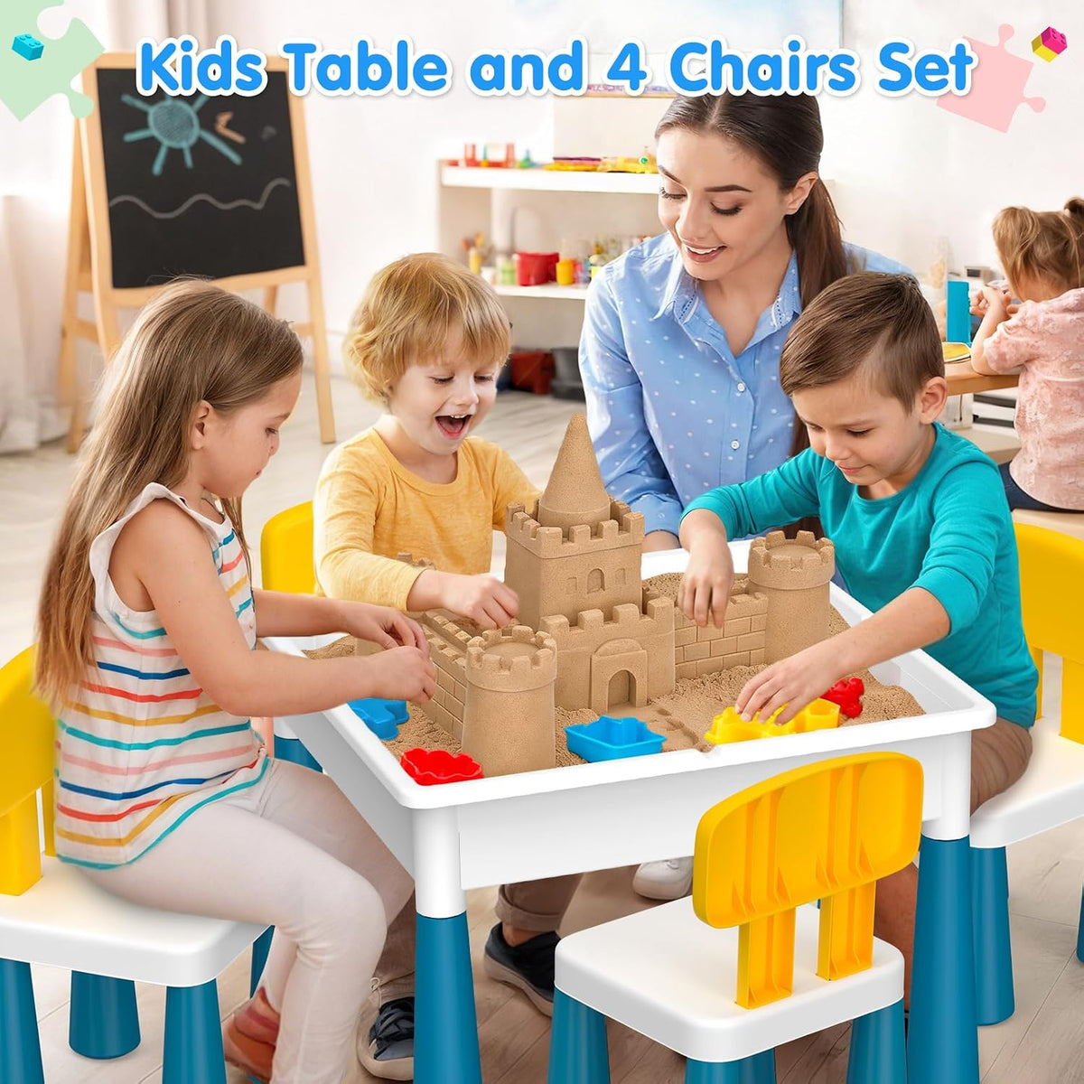 OCATO Kids Table and 4 Chairs Set Activity Table Kid Water Table – Fun for Kids & Family - Table and 4 Chairs Set - image 2