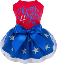 Fitwarm Birthday Girl Dog Tulle Dress - XX-Small / Happy 4th Of July
