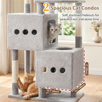 Maine Coon Cat Tree, Heavy Duty Cat Tower for 20 lbs+, GCT033G – Essentials for Cats - 74.8 inches / Light Gray - image 2