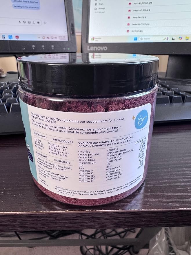 kin+kind Dog Supplement Powder - Supplement for Dogs & Cats for Healthy Immunity - Bladder Support - Natural Formula with Organic Cranberry, Blueberry and Coconut - Made in USA - 4 oz (Medium)