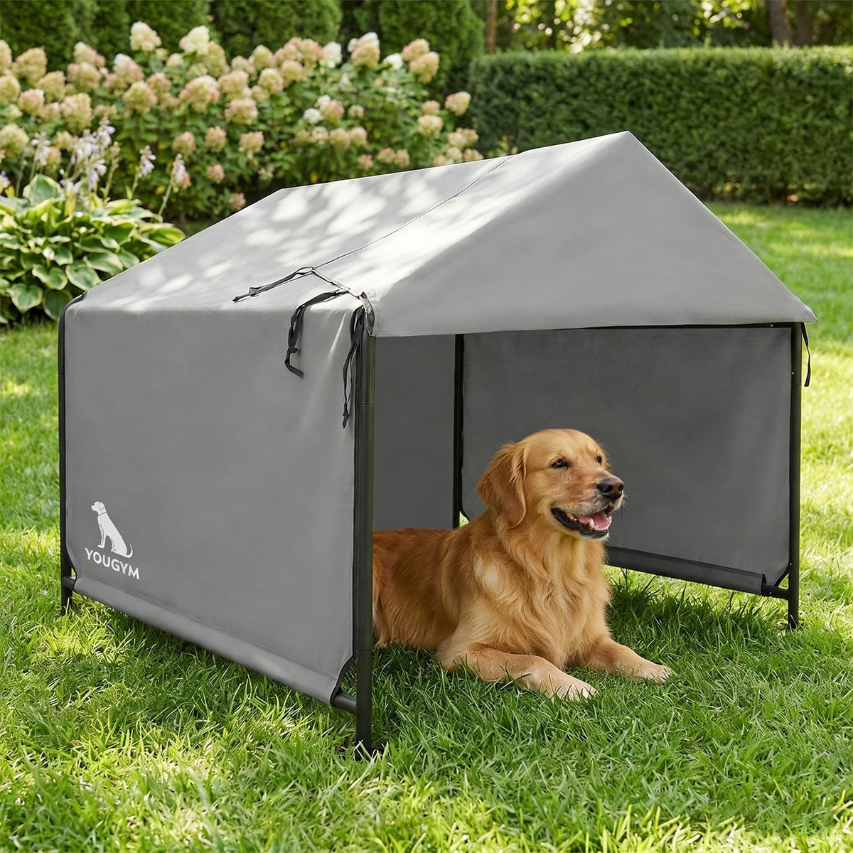 Outdoor Dog House for Large Dogs, XL Pet Tent Weatherproof, Grey – Essentials for Dogs