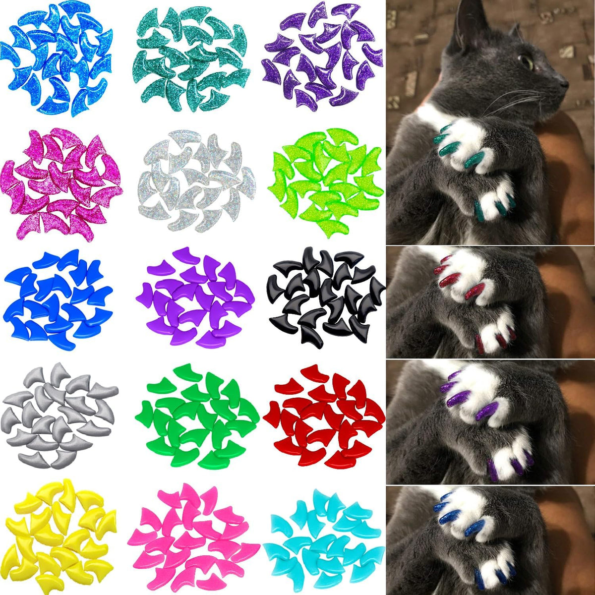 VICTHY 160pcs Cat Nail Caps Cat Claw Caps Cat Nail Covers - Extra Small