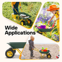 VIVOHOME kids wheelbarrow with two wheels, metal frame and plastic shovel - view 7