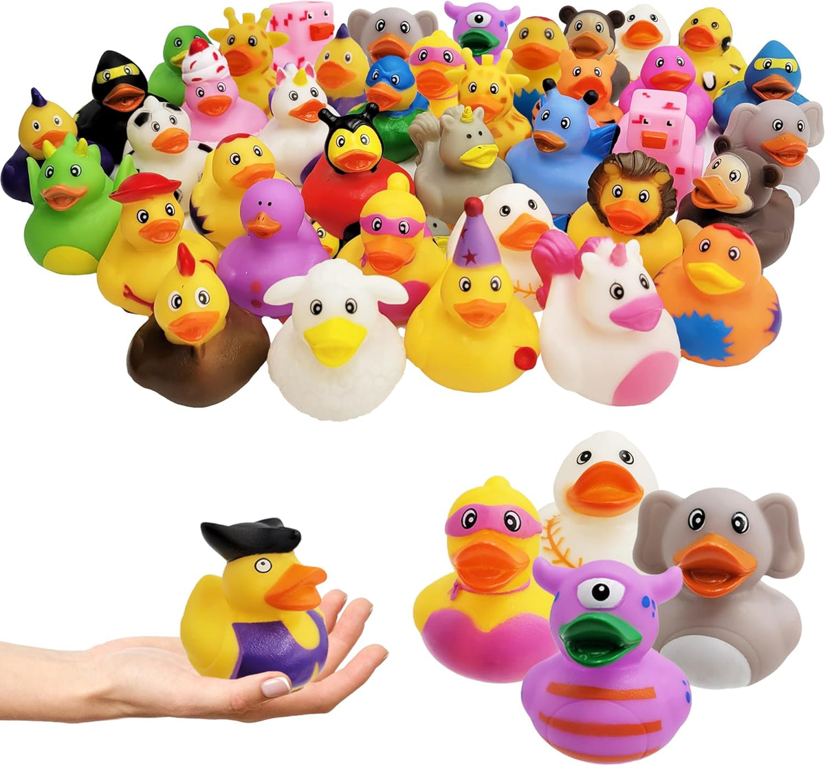 100 Assortment Rubber Duck Toy Duckies for Kids - 20-Pack