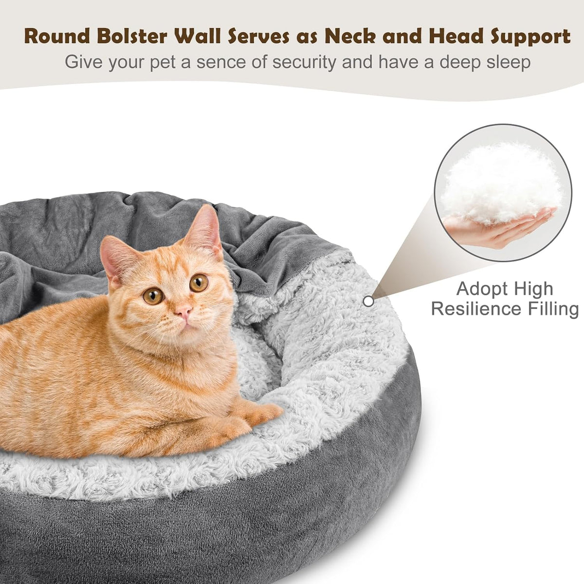 JOEJOY Small Dog Bed Cat Bed with Hooded Blanket - S(23" x 23" x 7") / Dark Grey - image 3