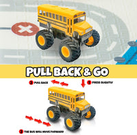 ArtCreativity 5 inch yellow diecast monster school bus pullback toy with big tires - view 4