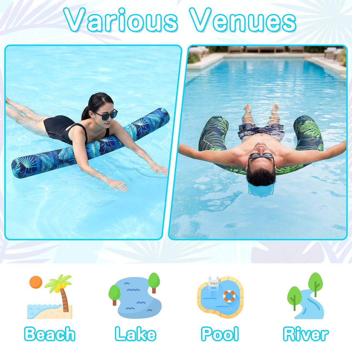PARENTSWELL inflatable pool noodles 2-pack with flamingo and leaf covers - view 9