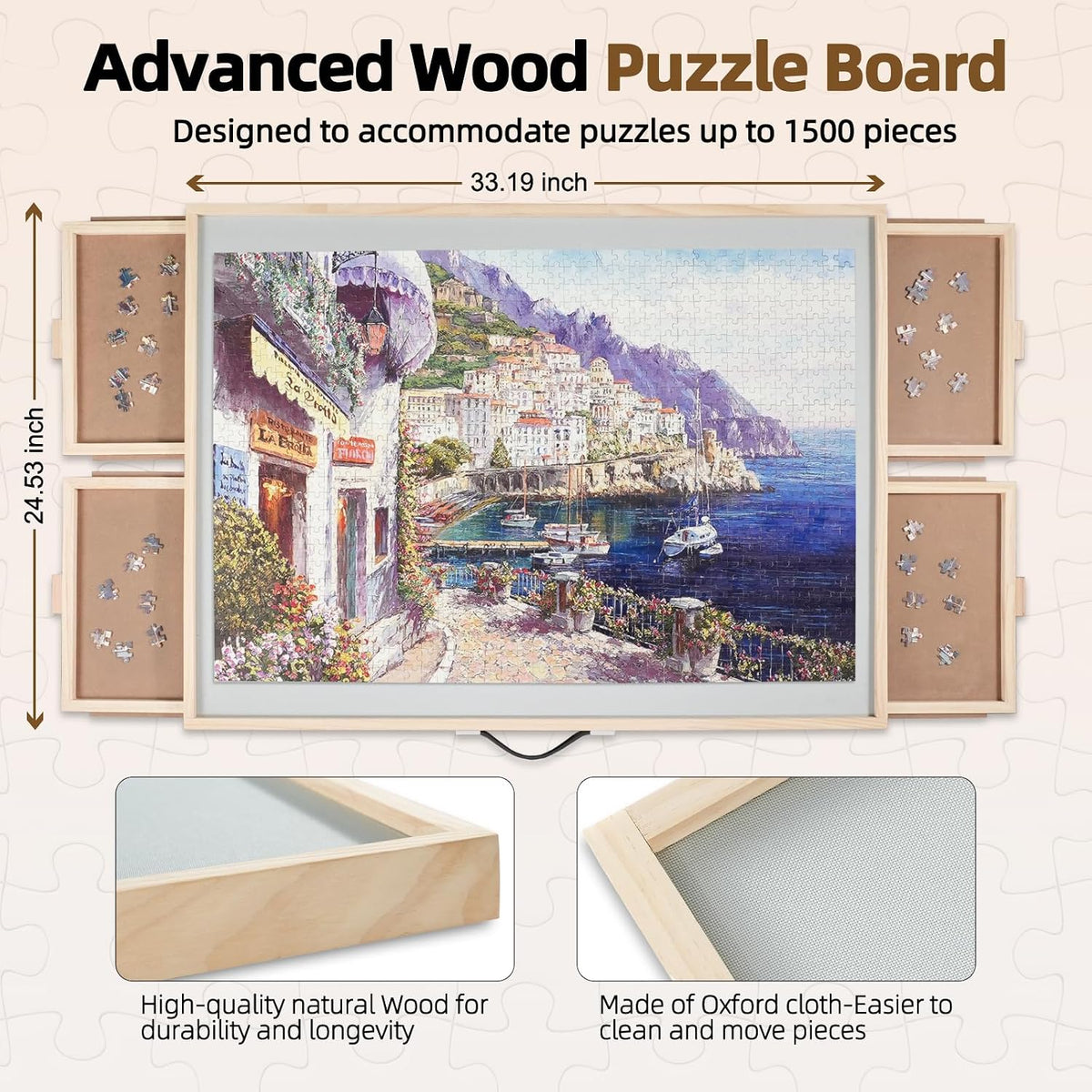 ALL4JIG 1500 Pieces 2-in-1 Tilting&Rotating Puzzle Board for Adults - Metal / Medium-1500pcs - image 2