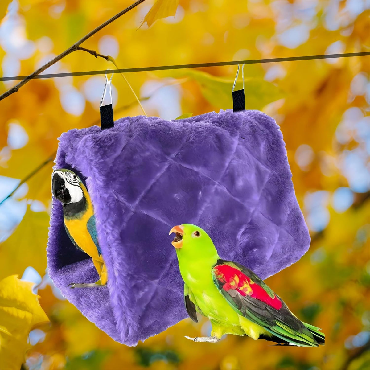 2 Pack Warm Bird Nest House Bed Hanging Hammock Sleeping Bed Plush - Grey and Purple - image 3