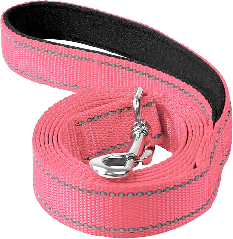 6FT Reflective Dog Leash, Padded Handle for Small Medium Dogs – Essentials for Dogs - 3/4"*6' / Neon Pink