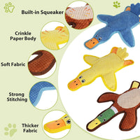 Dog Toys 3-Pack Cute Duck Shapes Puppy Toys No-Stuffing Squeaky - Multicolor / Duck Set - image 2