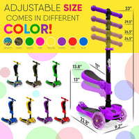 Hurtle 3-Wheeled Scooter for Kids, Wheel LED Lights - Purple - image 3