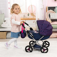 Bayer Baby Doll Stroller Toy Set with Bag - Navy with Hearts - image 2