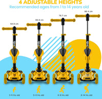 Hurtle 3-Wheeled Scooter for Kids, Wheel LED Lights - Yellow - image 4