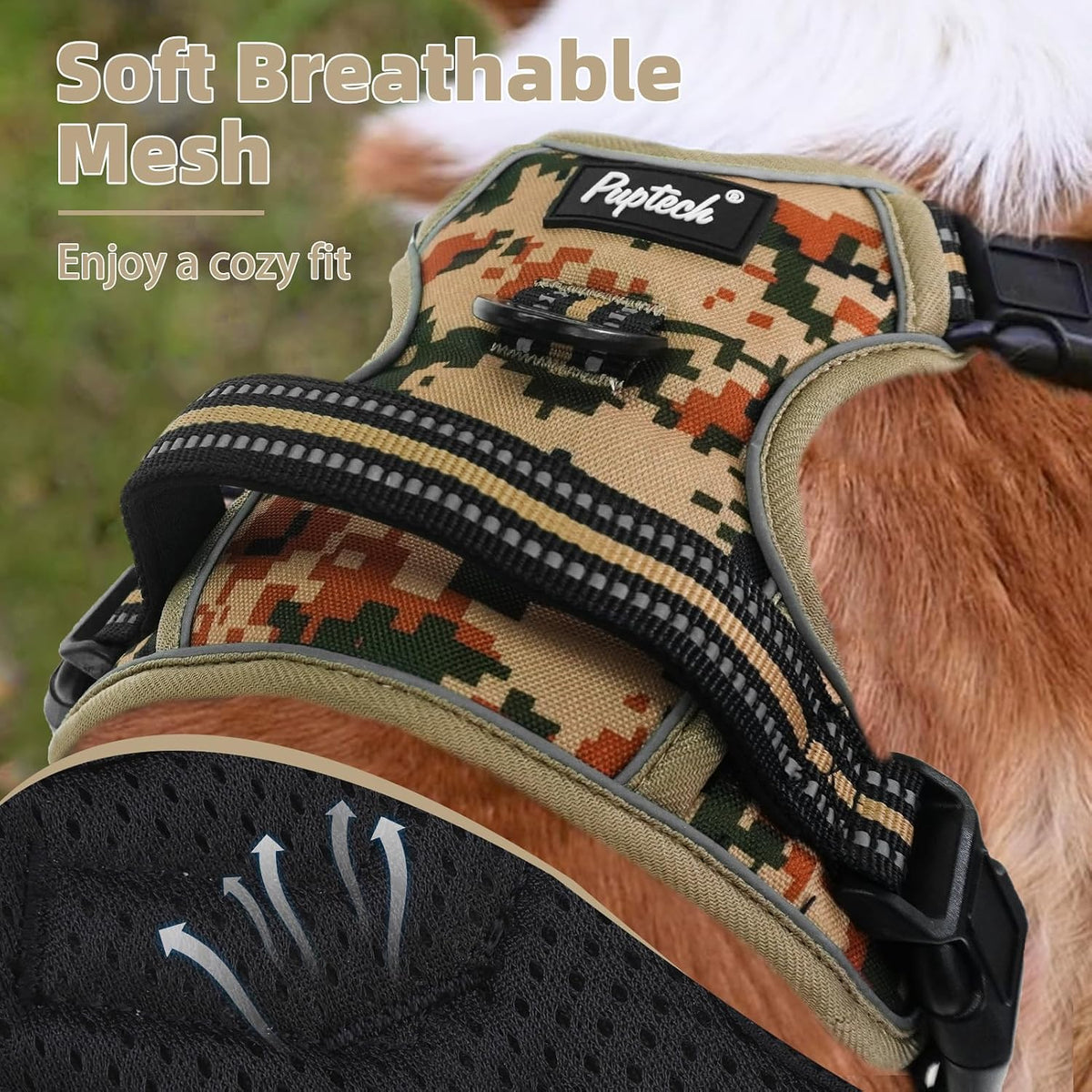PUPTECK No Pull Halloween Dog Harness for Large - Camouflage / Small / Harness Only - image 4