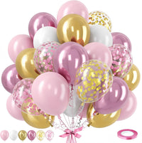 Blue Silver Balloon 12Inch Dark Metallic Blue Silver Confetti Latex - Pink Gold