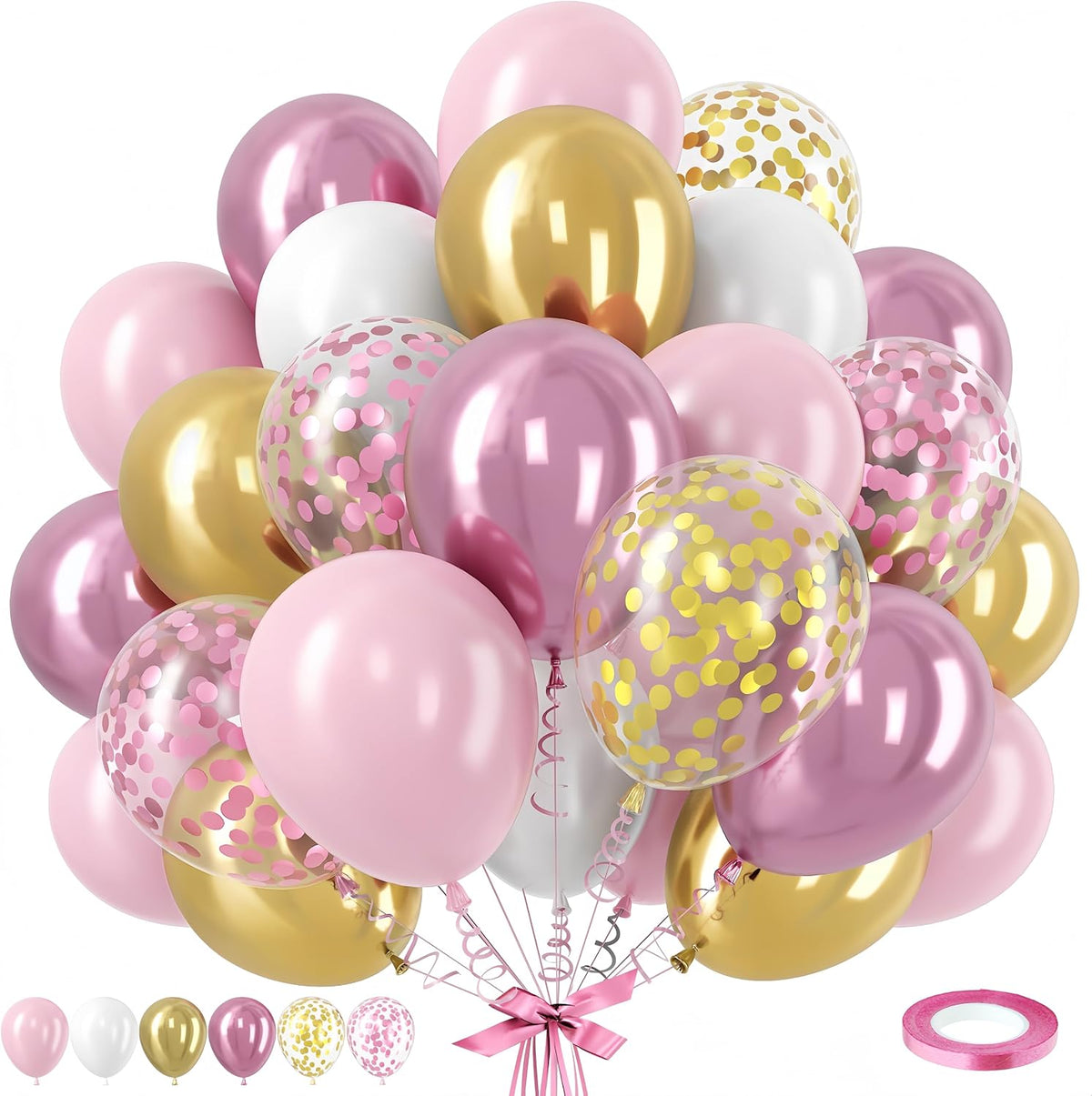 Blue Silver Balloon 12Inch Dark Metallic Blue Silver Confetti Latex - Pink Gold