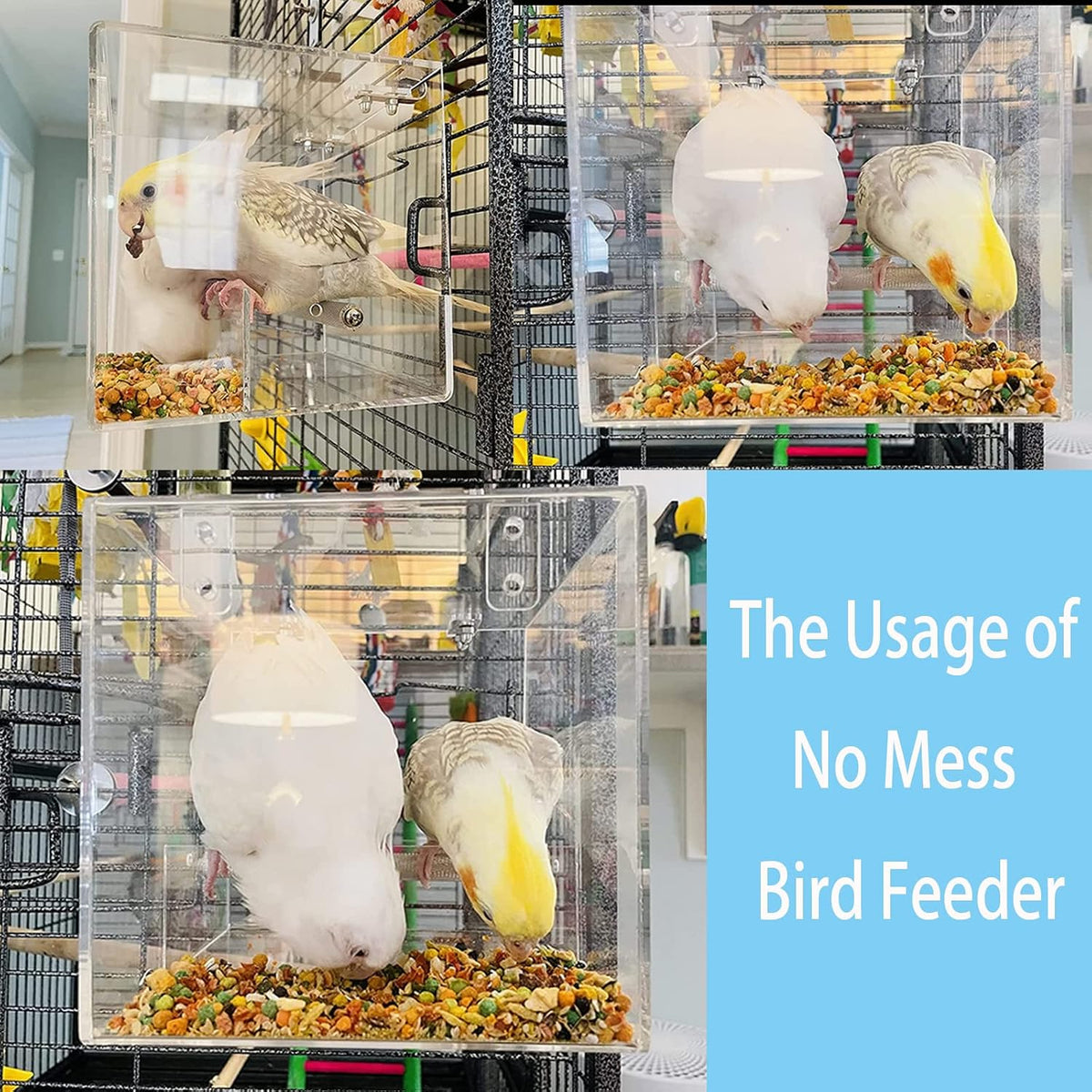 No Mess Bird Feeder for Cage - Large-6.4 Inch x 6.4 Inch - image 2