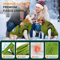 Winter Dog Coat with Harness Built in Waterproof Dog Jackets Warm Pet - Green / 4XL(Suggest 30-45 lbs) - image 2