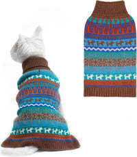 Dog Sweater - Winter Coat Apparel Clothes with Colorful Stripes for Cold Weather – Essentials for Dogs - Small / Brown