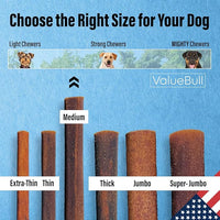 ValueBull USA Collagen Sticks for Dogs, 6 Inch Medium Chews, Natural Long-Lasting Dog Treats, 25 Count - Promotes Joint, Skin & Coat Health with Glucosamine and Chondroitin