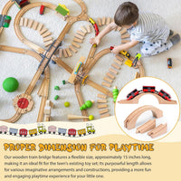 Kigley wooden train track bridge with natural unprinted wood finish and one arch design - view 4