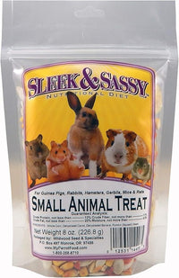 SLEEK & SASSY All Natural Small Animal Treat for Guinea Pigs, Rabbits, Hamsters, Gerbils, Rats & Mice (8 oz.)