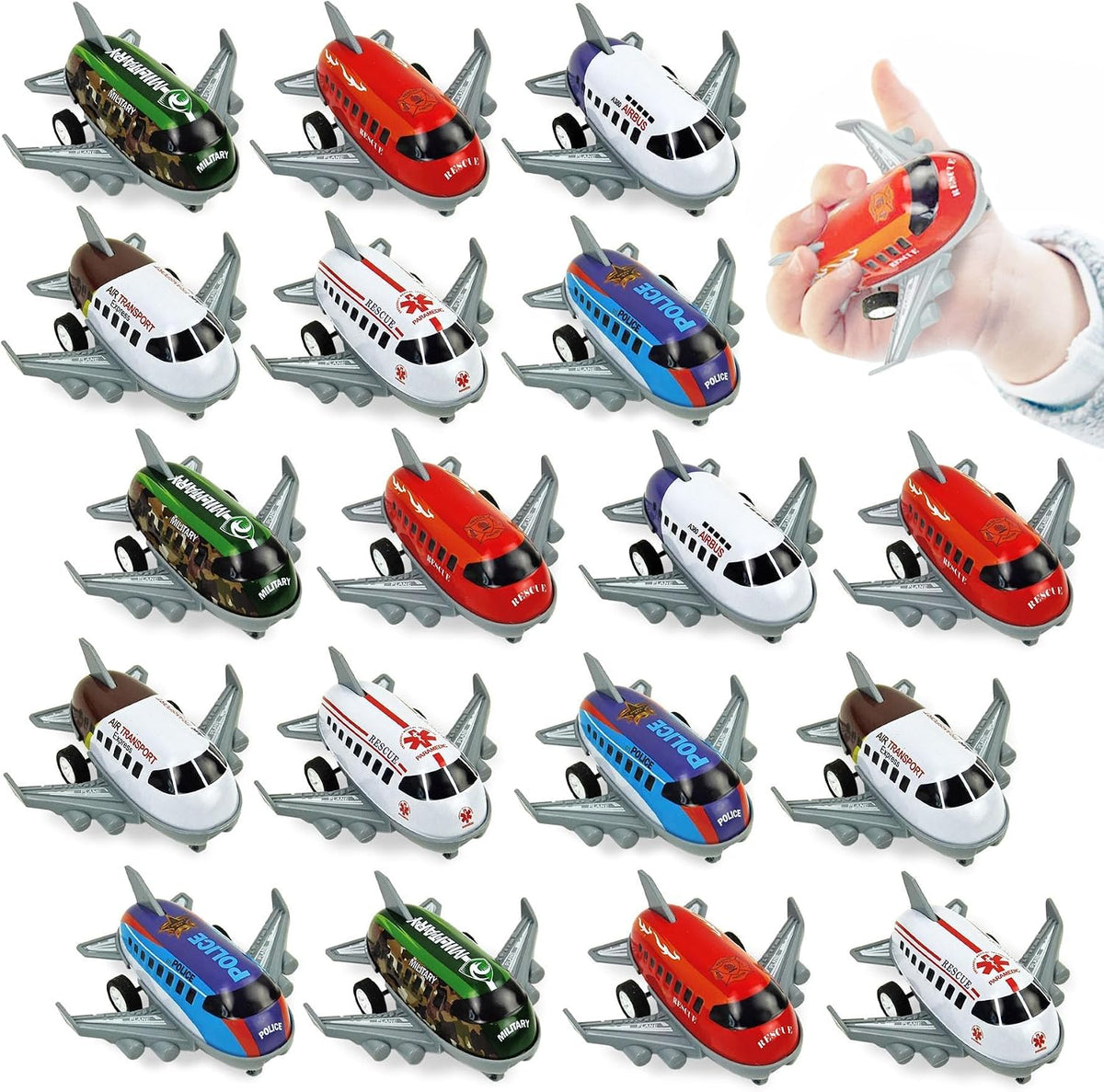 Vileafy 18 pack of mini pull back toy airplanes with metal bodies in mixed colors