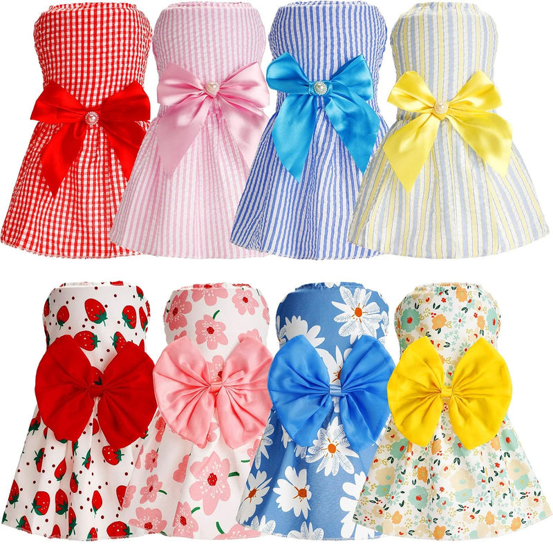 8 Pieces Dog Dresses for Small Dogs Medium Puppy Clothes Girl Dog - Cute / Large
