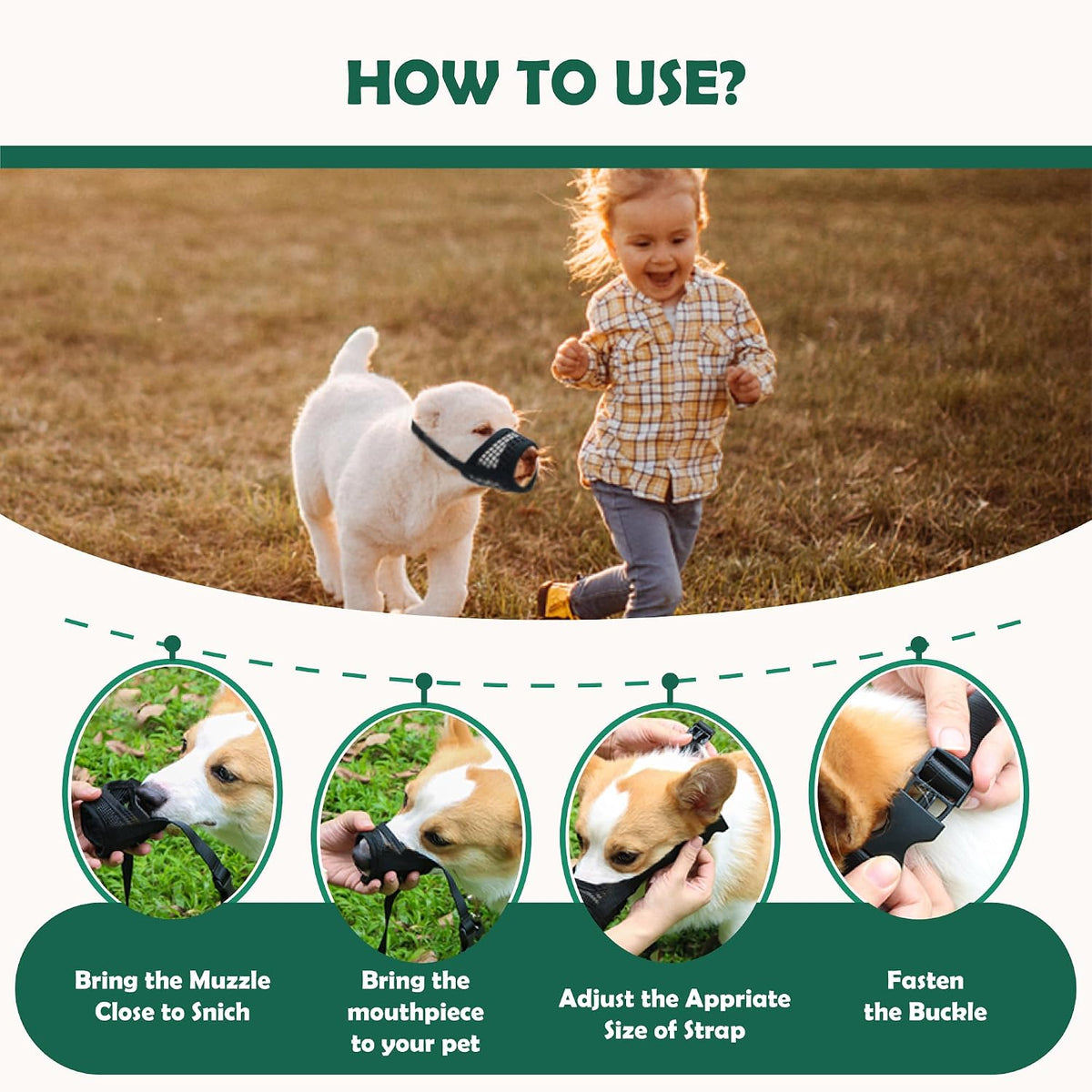 Dog Muzzle Medium Sized Dogs - Large ( 7.9” - 9.4” ) - image 3