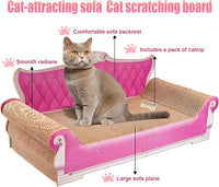 Scratching Sofa, Couch Shaped Thick Scratching Cardboard, Lounge Bed for Indoor Rest&Play, Sofa Scratcher Pad (Pink, 27.6" L X 12.4" W X 11.8" H)