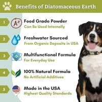 Wholistic Pet Organics DE for Dogs Organic Food Grade for Dogs Safe Non-Chemical Freshwater Silica Improves Overall Health (26 oz)