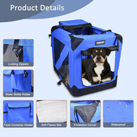 JESPET 3 Door Soft Dog Crates Kennel - 5-Blue / Large(30"L x 21"W x 23"H) - image 3