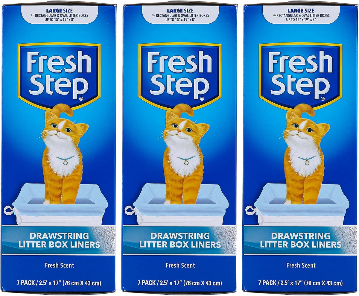 Fresh Step Drawstring Cat Litter Liners, Scented, 2-Pk - Fresh Scent / 7 Count (Pack of 3)