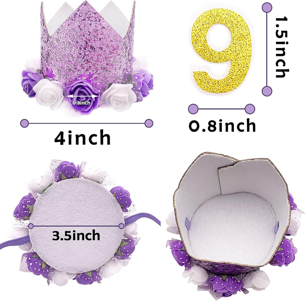 PET SHOW Pink Crown Dog Birthday Party Hat for Girls Reusable - Lavender - image 4