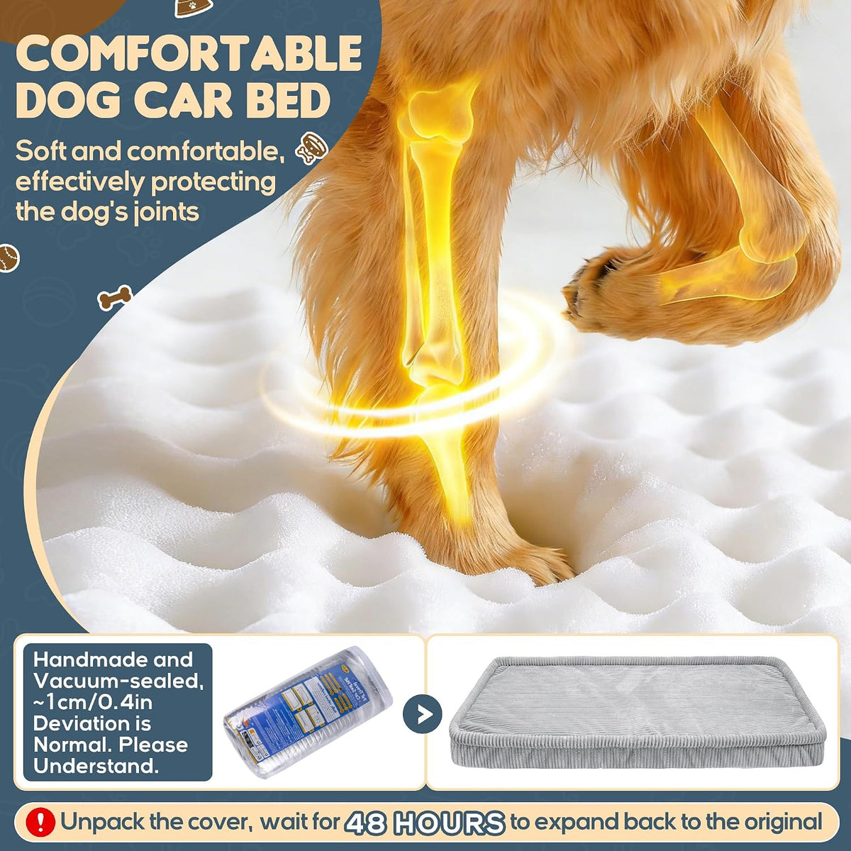 Dog Car Bed, Non-Slip Backseat Extender Pet Mat 50"x24.6"x2" – Essentials for Dogs - XL new（56"Lx28.7"M×2"H) / Light Gray - image 2