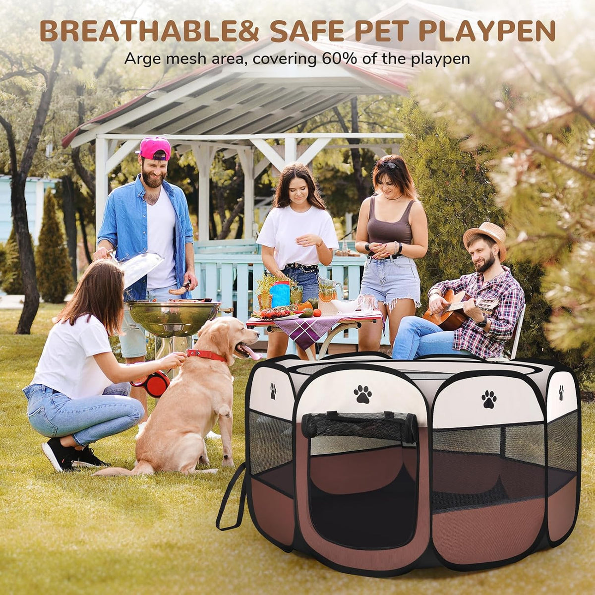 Pop-up Playpen for Puppy, Portable and Foldable Exercise Kennel Tent Crate Indoor/Outdoor Travel - Medium - image 4