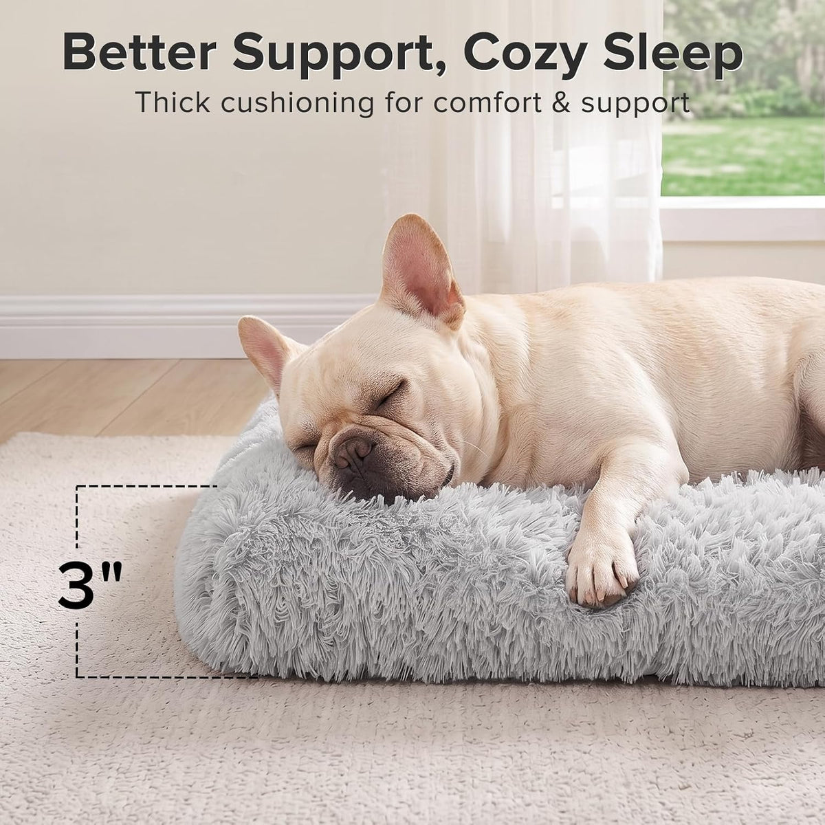 JOEJOY Large Dog Bed Crate Pad - 23.0"L x 18.0"W x 3.0"Th / Light Grey - image 2