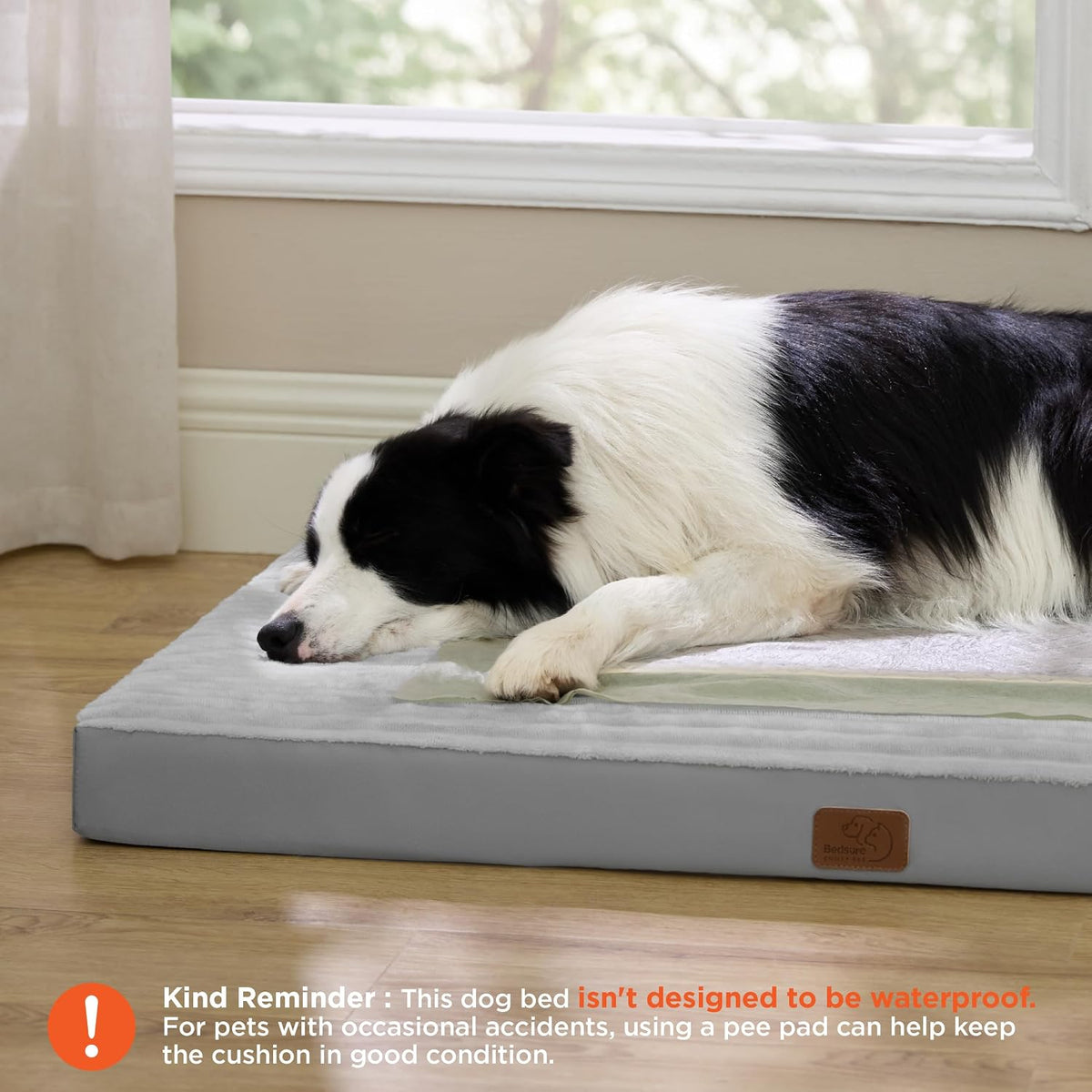 Bedsure ComfyFleece Large Dog Bed for Crate with Washable Cover - 41x27x3.3 / Pastel Grey - image 2
