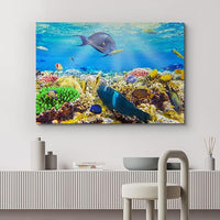 wall26 Canvas Print Wall Art Sunlight Ocean Sea Coral Reef Anemone Fish Nature Animals Photography Realism Rustic Scenic Landscape Wilderness Earth for Living Room, Bedroom, Office - 24"x36"