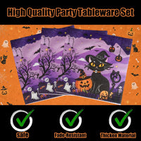 qonimi Halloween plates and napkins set, 75 piece disposable tableware - view 18
