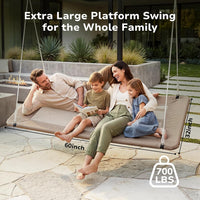 Trekassy 700lbs 60" Large Rectangle Platform Tree Swing for Kids - Beige - image 3