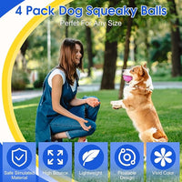 VINGVO Large Dog Balls Tennis Ball Toys 4 PCS Dogs Toys for Aggressive Chewers, 3" Teething Chew Toys Water Floating Ball Toy Bouncy Fetch Balls for Large Medium Small Dog and Puppies (4 Spiked)