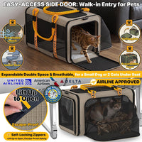 Expandable Pet Carrier for Small Cats & Dogs - 18.0"L x 11.0"W x 11.0"H / Khaki Plaid - image 3