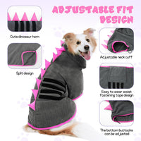 Super Absorbent Dog Bathrobe - Grey, Pink edging / Small - image 3